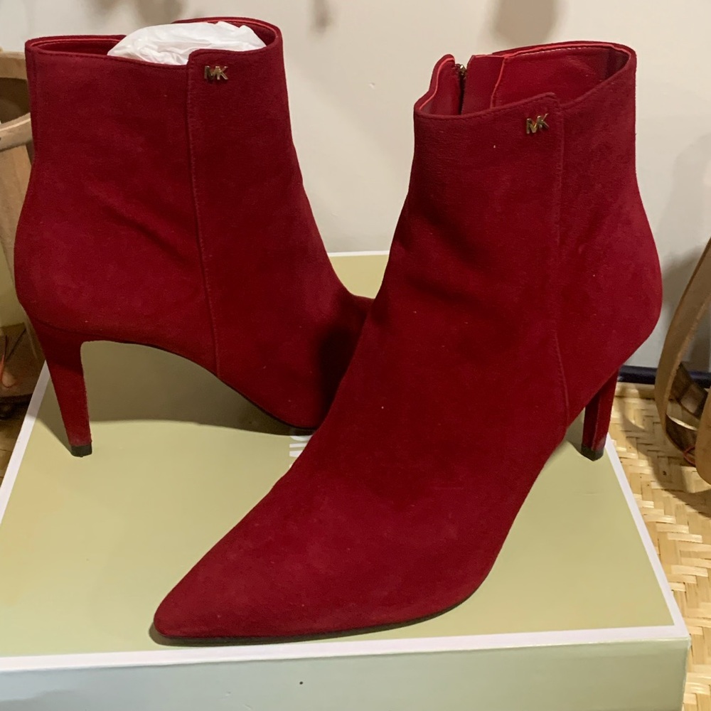 Michael Kors Red Suede Ankle Boots